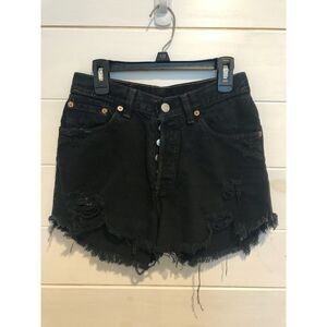 VINTAGE LEVIS 501 PETROS Distressed Denim‎ Shorts Button Fly High Rise Black